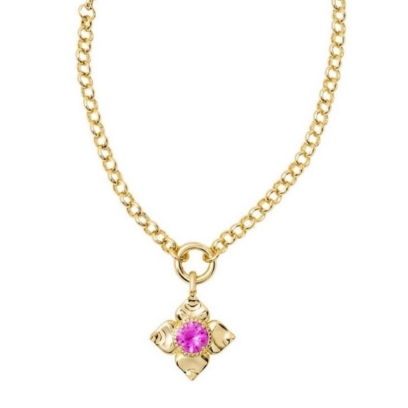 New - Kendra Scott Lily 14KGold Over Brass ChainPendant Necklace - Pink